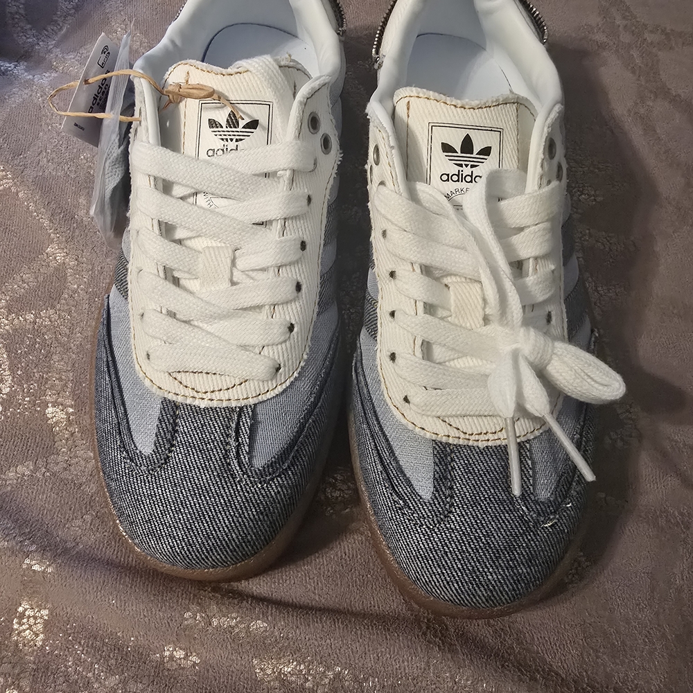 Adidas Denim & White Sneakers - Women's Casual Trainers